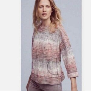 Anthropologie Postmark Soundwave Red and Black 3/4 Sleeve Pullover Sweater XS